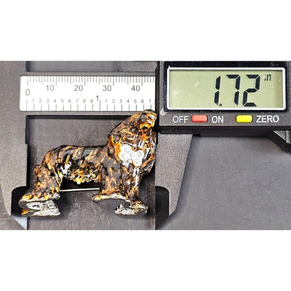 Handmade Ceramic Cocker Spaniel Dog Brooch With Rhinestone Bow Tie - Picture 8 of 9